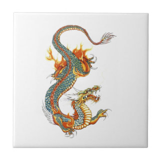 JAPANESE COLORED DRAGON TILE