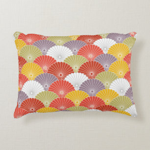 Japanese Colorful Flower Wave vintage Seamless Pat Accent Pillow