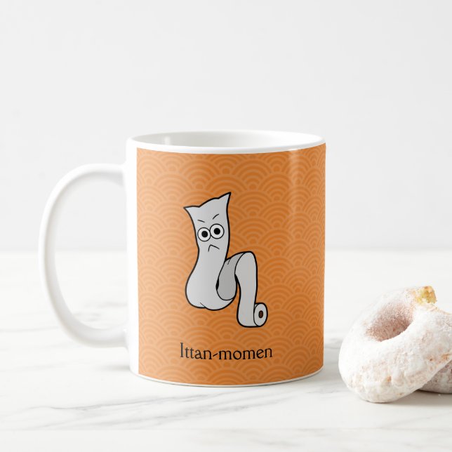 Japanese Cotton Roll Ittan-momen: Cartoon Yokai Coffee Mug (With Donut)