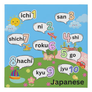 Japanese Counting 1 to 10 Faux Canvas Print