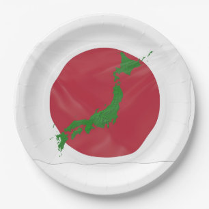 Japanese country flag paper plates