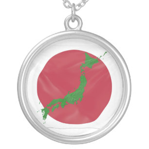 Japanese country flag silver plated necklace