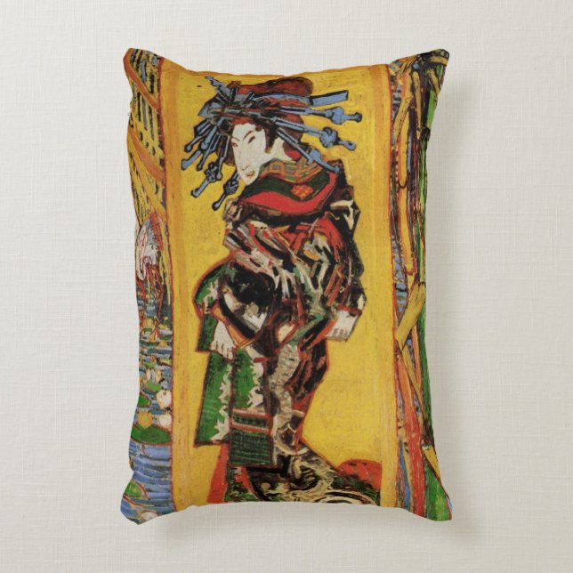 Japanese Courtesan Oiran by Vincent van Gogh Accent Pillow