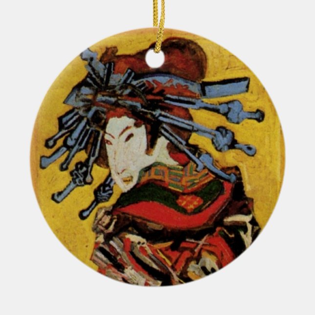 Japanese Courtesan Oiran by Vincent van Gogh Ceramic Ornament (Front)