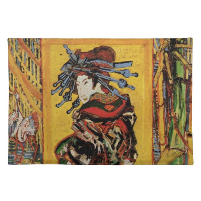 Japanese Courtesan Oiran by Vincent van Gogh Cloth Placemat (Front)