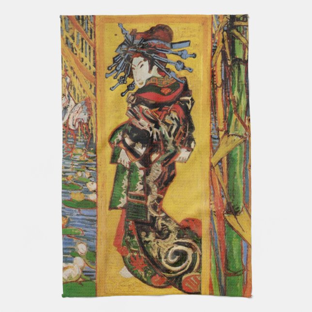 Japanese Courtesan Oiran by Vincent van Gogh Kitchen Towel (Vertical)