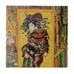 Japanese Courtesan Oiran by Vincent van Gogh Tile