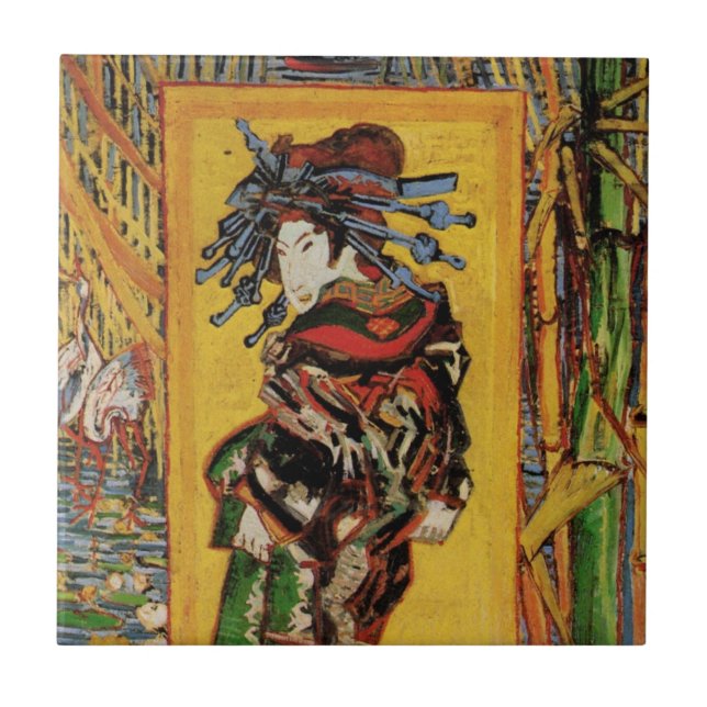 Japanese Courtesan Oiran by Vincent van Gogh Tile (Front)