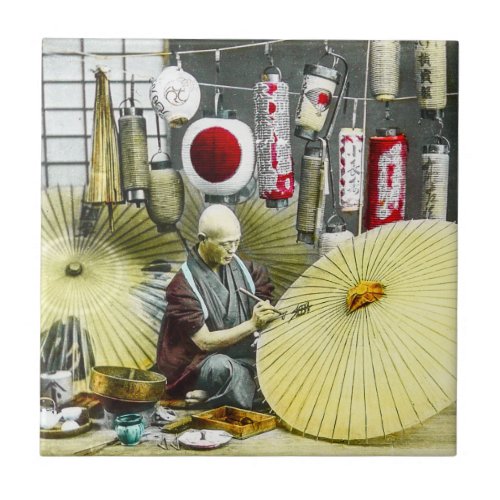 Japanese Craftsman Umbrella Maker No 2 Vintage Tile