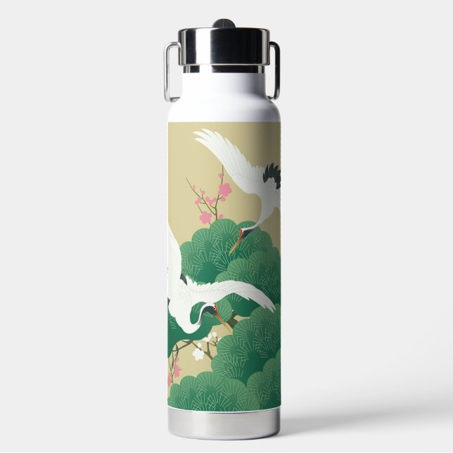 Japanese Crane and Pine Tree Water Bottle (Front)