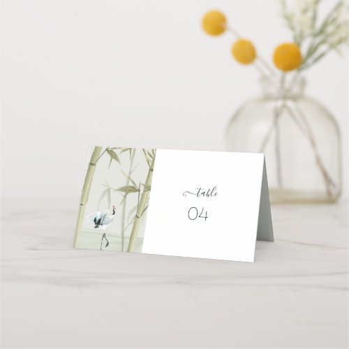 Japanese Crane Bamboo Plant  Place Card