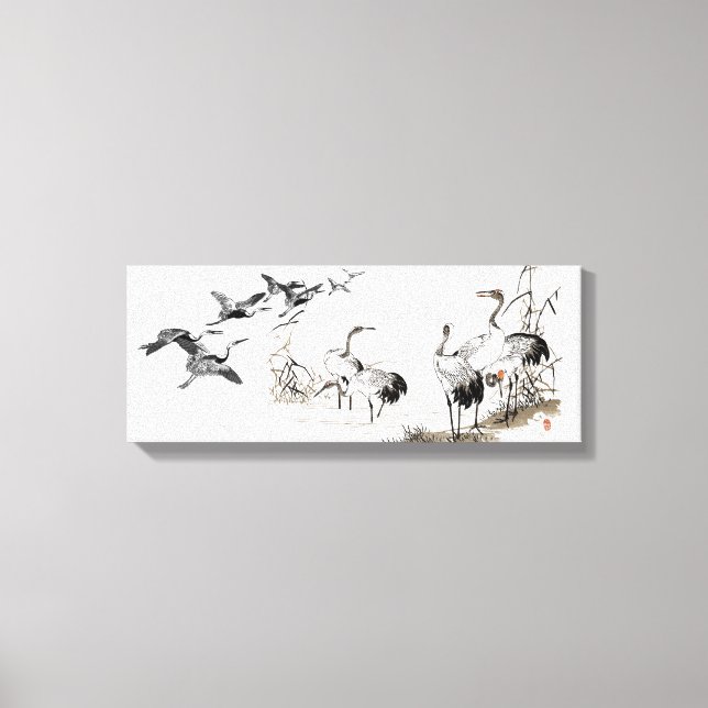 Japanese Crane Bird Wetlands Wildlife Stretched Canvas Print (Front)