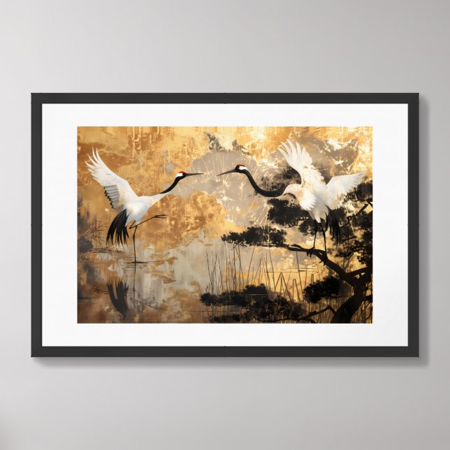 Japanese Crane Birds Framed Art (Framed Front)