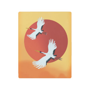 Japanese Crane birds Metal Print
