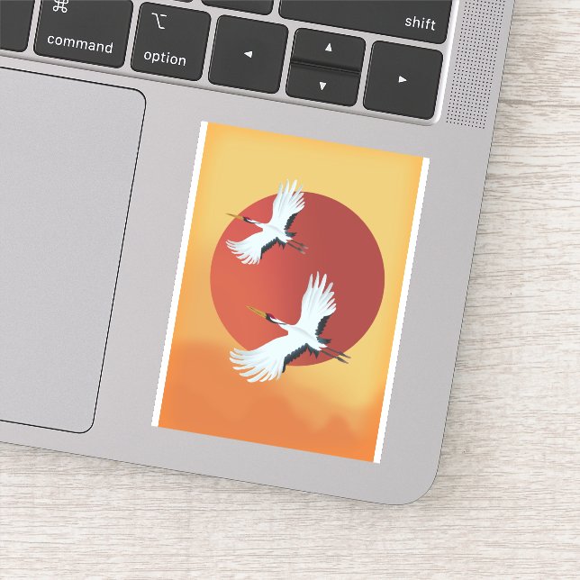 Japanese Crane birds Sticker (Detail)