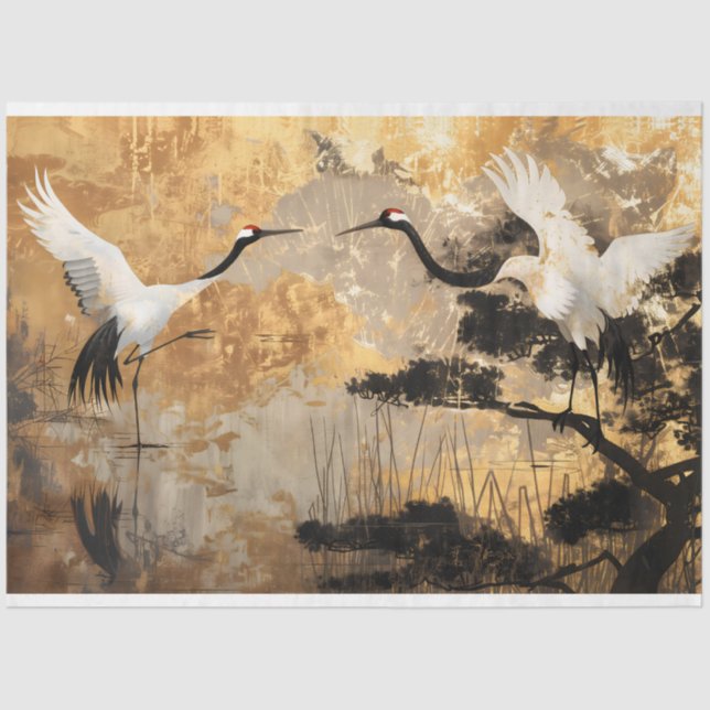 Japanese Crane Birds Tissue Paper (Front)