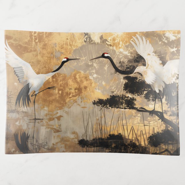 Japanese Crane Birds Trinket Tray (Front)