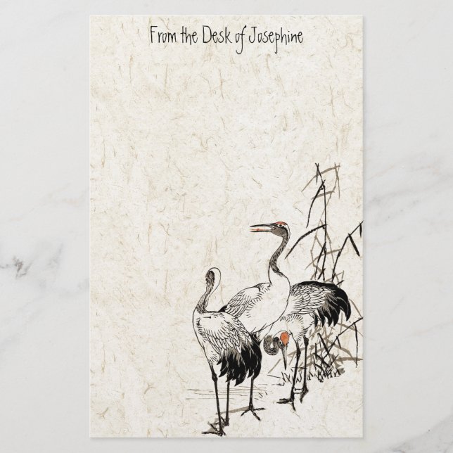 Japanese Crane Birds Wetlands Wildlife Stationery (Front)