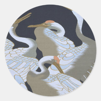 JAPANESE CRANE CLASSIC ROUND STICKER
