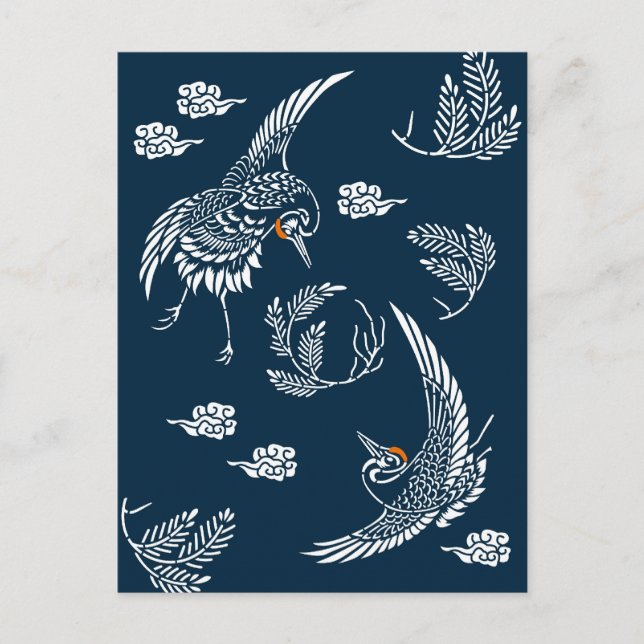 Japanese Crane Couple Postcard (Front)