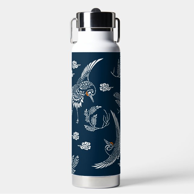 Japanese Crane Couple Water Bottle (Front)