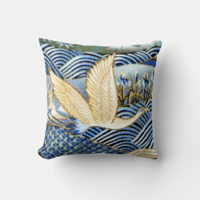 Japanese Crane Custom Throw Pillow (Front)