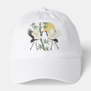 Japanese Crane Embroidery Bamboo Sunrise gift Hat