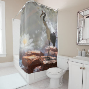 Japanese Crane “Longevity” Shower Curtain