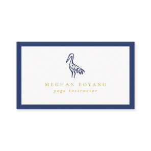 Japanese Crane Navy Blue Border Business Card