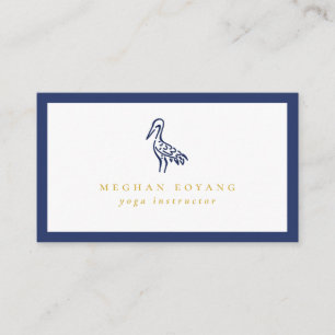 Japanese Crane Navy Blue Border Business Card