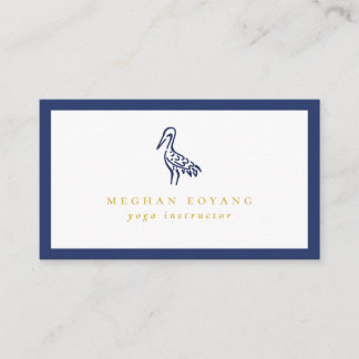 Japanese Crane Navy Blue Border Business Card