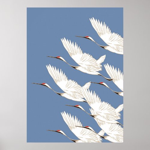 Japanese crane nursery art  poster