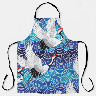 Japanese Crane: Ornate Bird Pattern. Apron