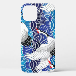 Japanese Crane: Ornate Bird Pattern. iPhone 12 Case