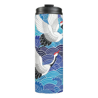 Japanese Crane: Ornate Bird Pattern. Thermal Tumbler