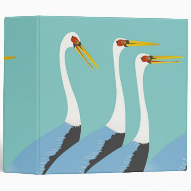Japanese Crane Pattern 3 Ring Binder (Front/Spine)