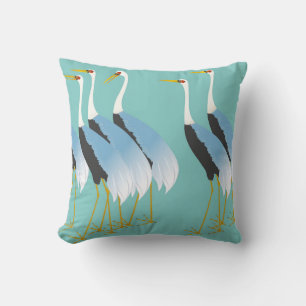 Japanese Crane Pattern Throw Pillow