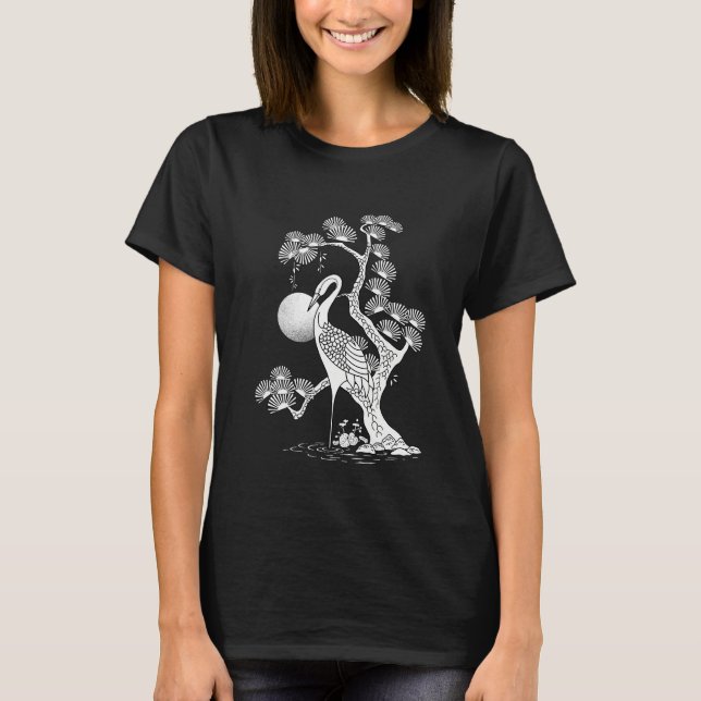 Japanese Crane & Pine Tree T-Shirt  (Front)