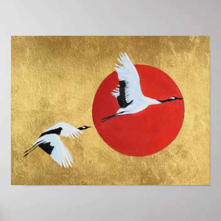 JAPANESE CRANES Animal Poster Picture Poster Print Art A0 A1 A2 A3 A4 3448