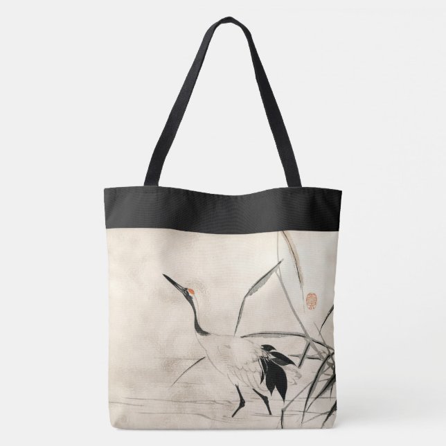 Japanese Crane Shoulder Tote Bag (Back)