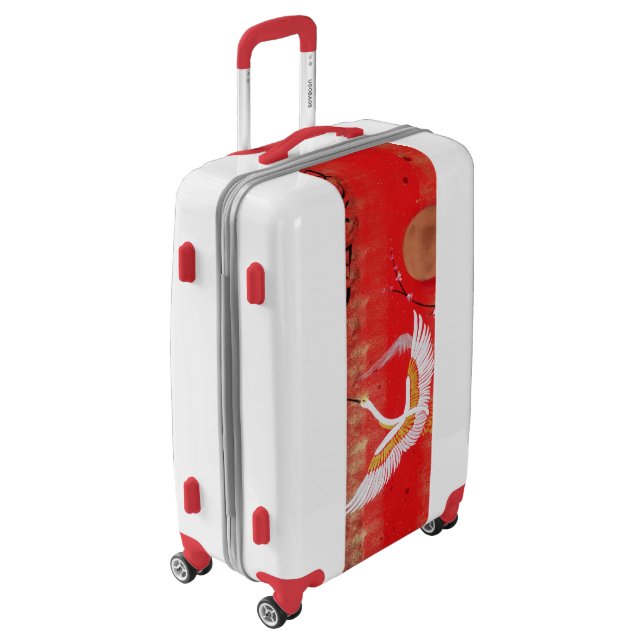 Japanese crane sun Japan sakura red Luggage (Rotated Left)