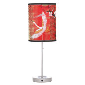 Japanese crane sun Japan sakura red painting Table Lamp (Back)