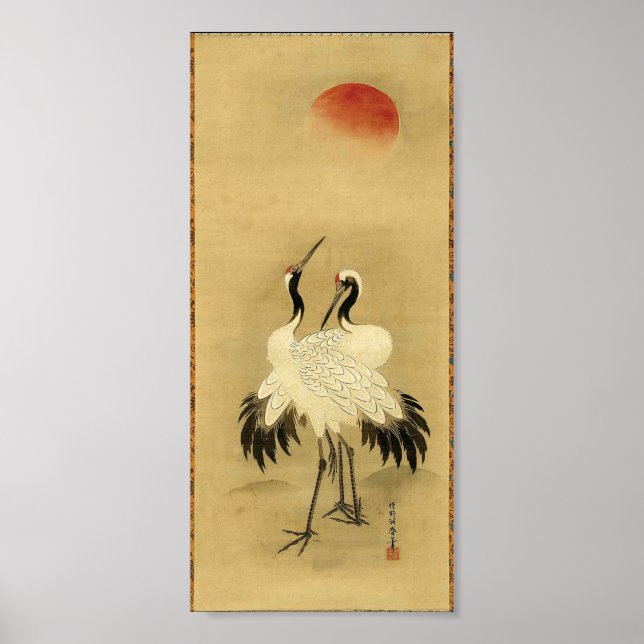 Japanese Cranes and Sun 18th Century Poster (Front)