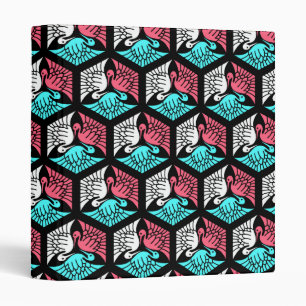 Japanese Cranes, Coral, Turquoise and Black Binder