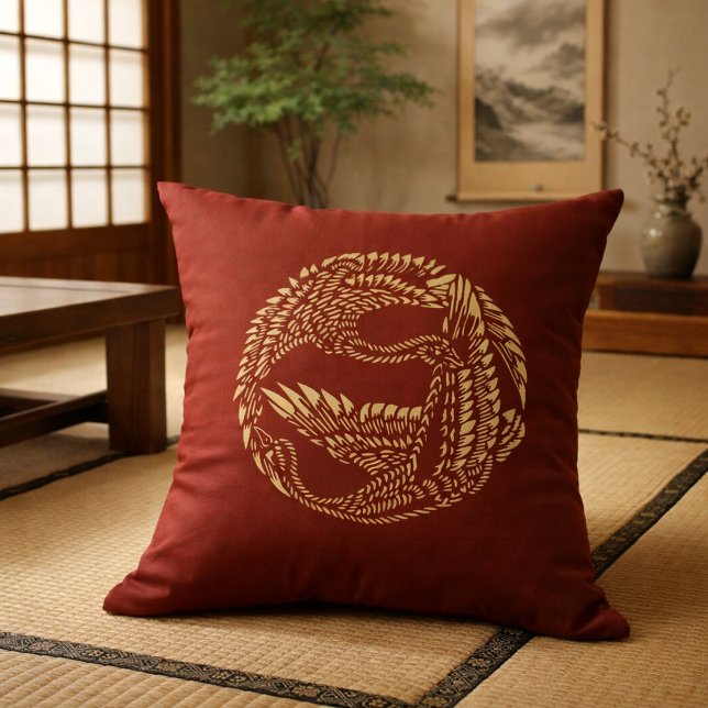 Japanese Cranes Customizable Colors Throw Pillow (Creator Uploaded)