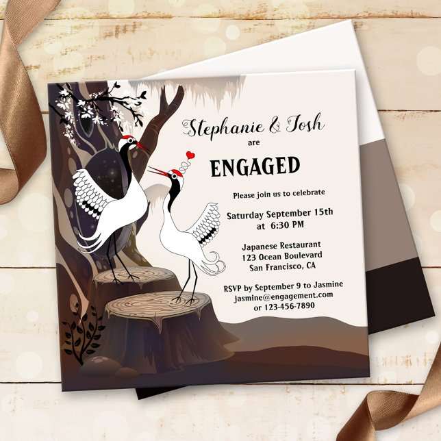 Japanese Cranes Engagement Party Invitation (Creator Uploaded)