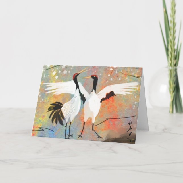 Japanese Cranes Greeting Card (Front)