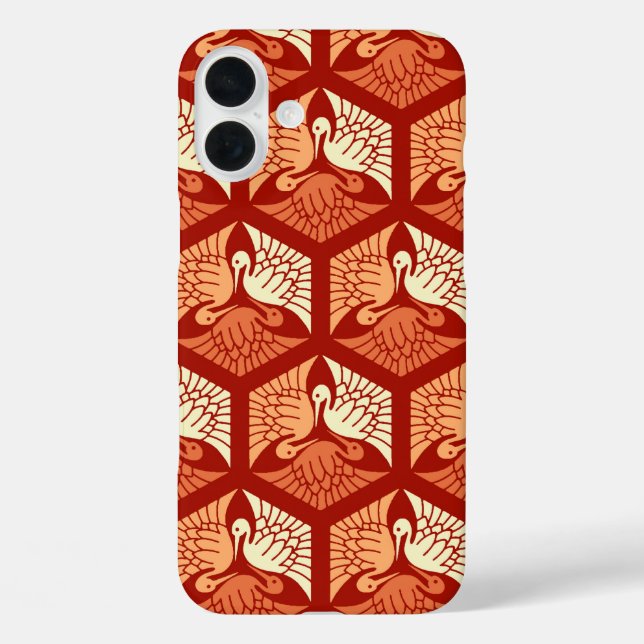 Japanese Cranes, Mandarin and Light Orange Case-Mate iPhone Case (Back)