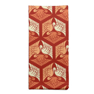 Japanese Cranes, Mandarin and Light Orange Cloth Napkin
