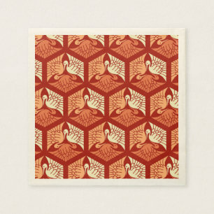 Japanese Cranes, Mandarin and Light Orange Paper Napkins